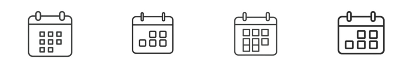 Calendar icons displaying different layouts for scheduling events and appointments in a digital format