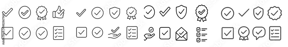 Fototapete checklist symbols representing various tasks completed and achievements recognized in an organized m