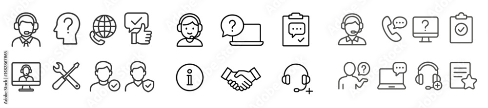 Aufkleber various customer service icons displayed in a clean and organized manner, highlighting communication
