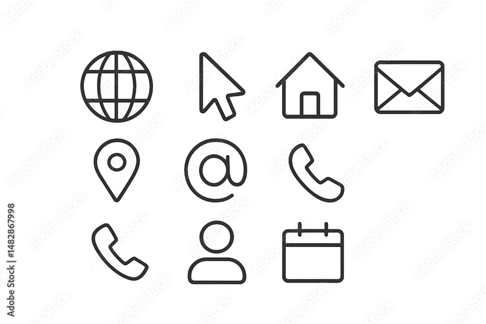 Poster icons representing essential digital communication and navigation tools, used to enhance user experi
