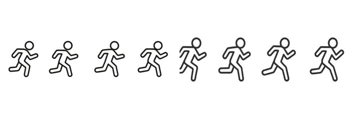 Dynamic series of running figures illustrating movement in a linear progression at a minimalistic design