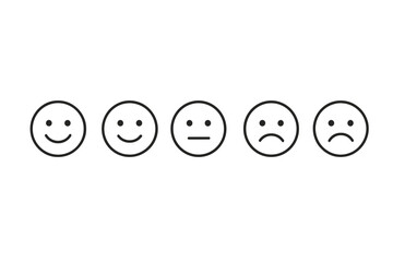 Various facial expressions showcasing emotional responses in a simple, minimalistic design