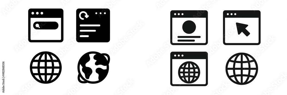 Poster modern web design elements showcase user interface features and global connectivity through visual i