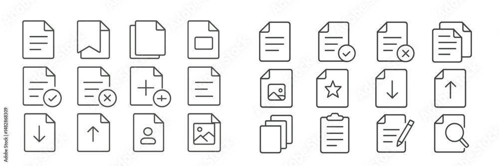 Poster variety of document icons representing various statuses and types for digital organization and manag