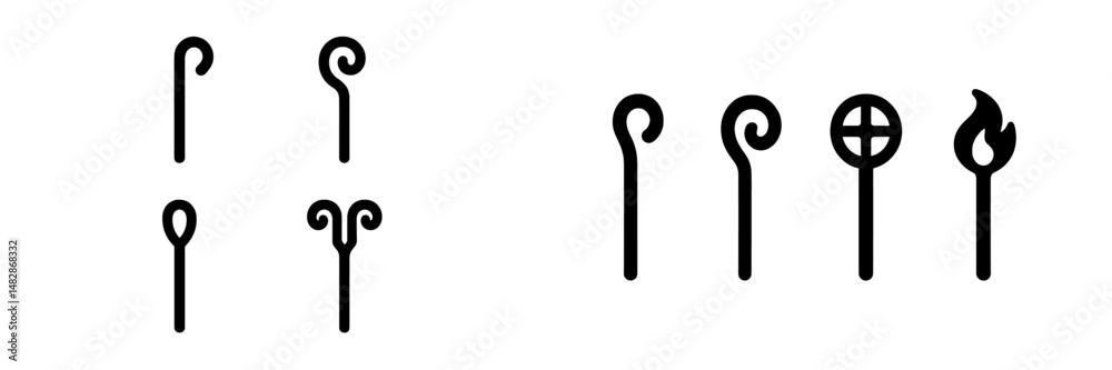 Aufkleber symbols and icons showcasing various designs of sticks and curves crafted for creative applications