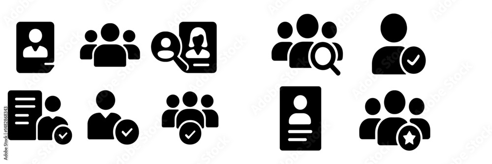 Leinwandbilder collection of black and white icons depicting various aspects of networking and social interaction i