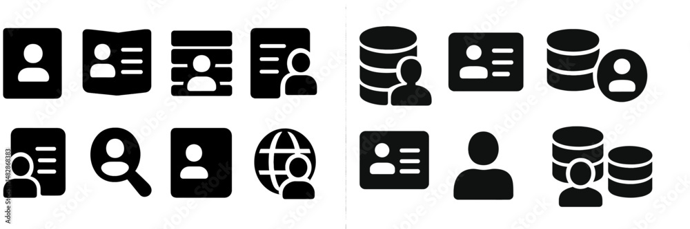 Poster digital icons representing various aspects of data management and user profiles in a modern, minimal