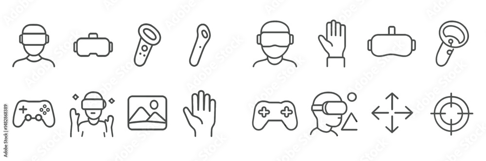 Aufkleber exploring virtual reality technology with various vr equipment and accessories for immersive gaming 