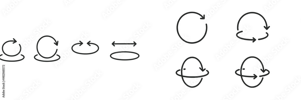 Aufkleber Visual representations of rotation concepts in physics illustrating circular motion and orbital dynamics