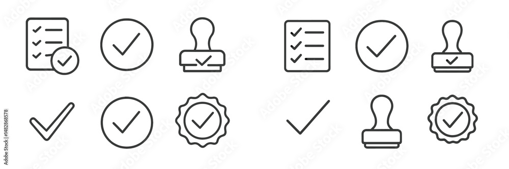 Leinwandbilder Various checkmark and stamp icons for approval and verification, suitable for business and documentation purposes