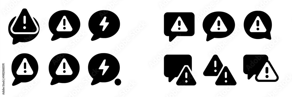 Fototapete variety of warning symbols representing alerts and notifications in a graphic design format