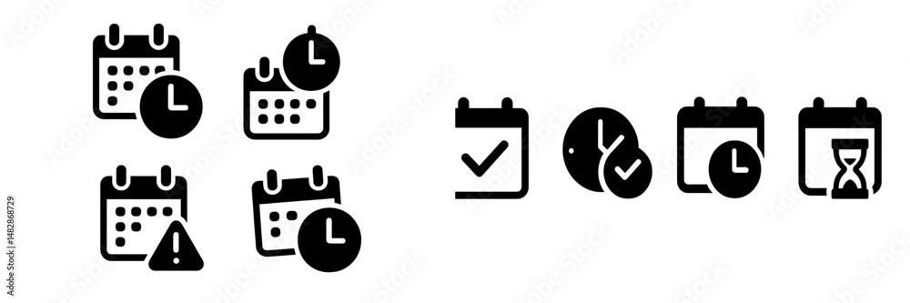 Aufkleber Calendar icons showing various time management concepts including deadlines and scheduling tasks