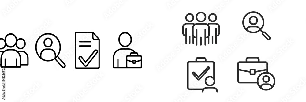 Poster key elements of a successful recruitment process illustrated through simple icons in a modern design