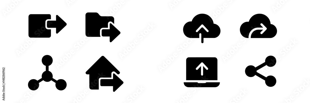 Fototapete iconic symbols representing data transfer, synchronization, and sharing processes commonly used in t