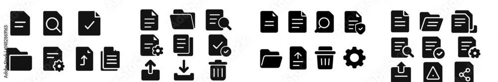 Poster collection of various document and folder icons representing file management activities and function