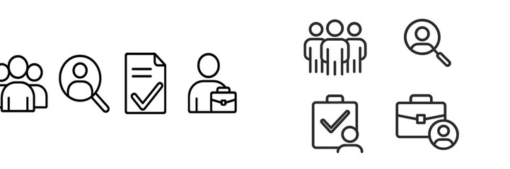 Key elements of a successful recruitment process illustrated through simple icons in a modern design