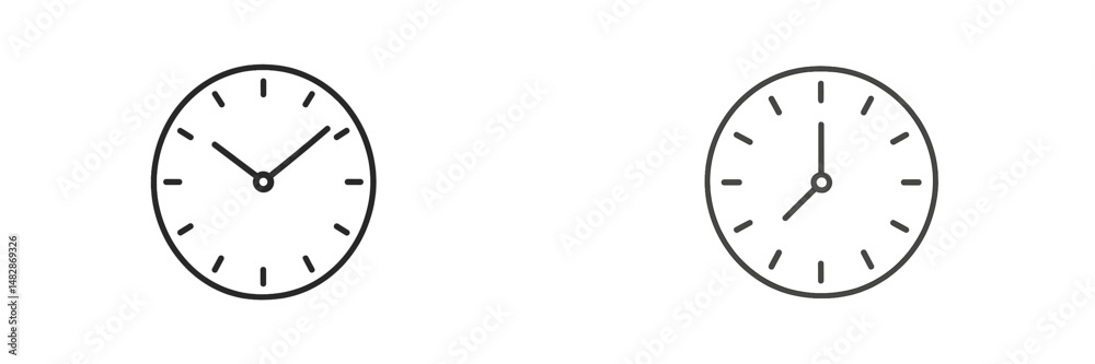 Aufkleber Two simple clock designs featuring different times displayed in a minimalist style against a plain background