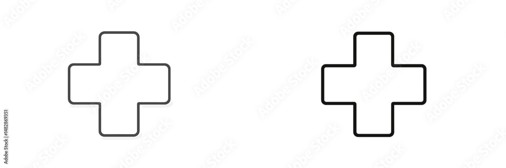 Leinwandbilder two variations of a plus sign symbol on a clean white background illustrating design differences and