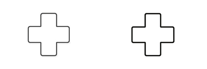 Obraz premium Two variations of a plus sign symbol on a clean white background illustrating design differences and visual contrast