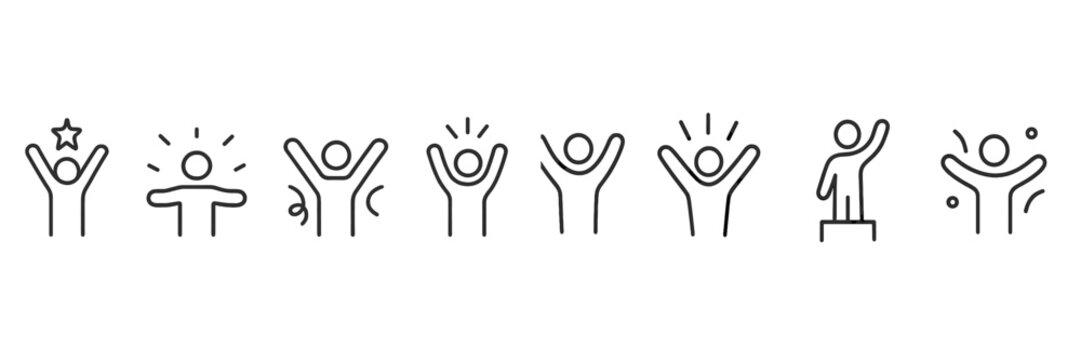 Icons depicting celebration and joy in a minimalist style found in a digital design workspace