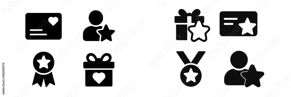 Aufkleber icons representing rewards and achievements in a modern design showcasing various symbols of recogni