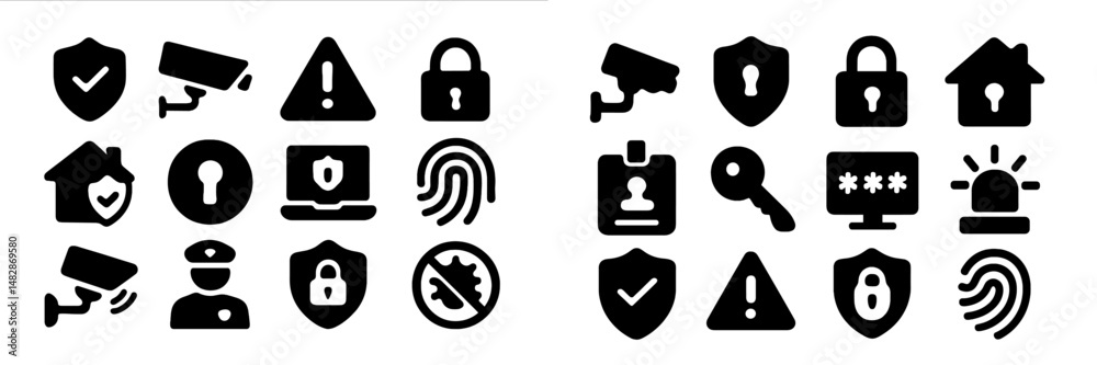 Aufkleber Collection of security icons representing various safety and surveillance concepts in a digital format
