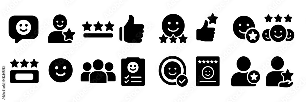 Aufkleber Symbols representing feedback and reviews used in a digital interface for rating services and experiences