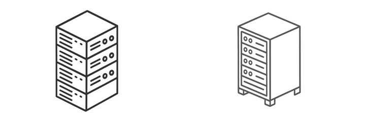 Server stack and storage unit design in minimalist style featuring clean lines and simple shapes