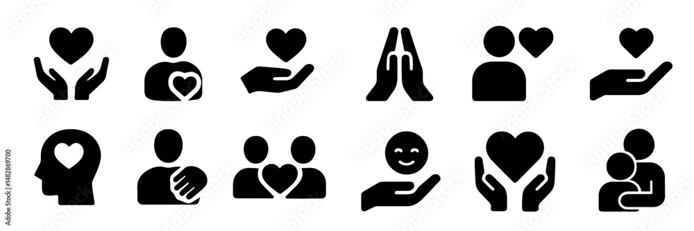 Aufkleber symbols representing love and connection in various forms suitable for design and illustration