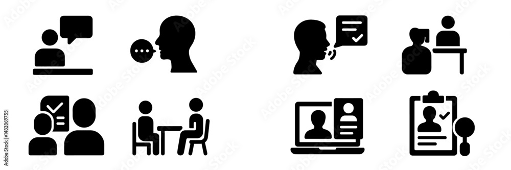 Aufkleber communication and collaboration icons representing various interactions in professional settings