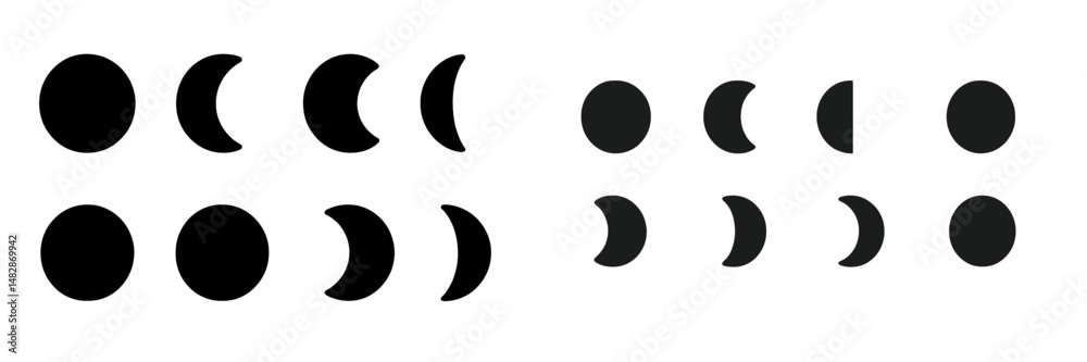 Poster different phases of the moon illustrated, depicting the lunar cycle and its stages clearly and effec