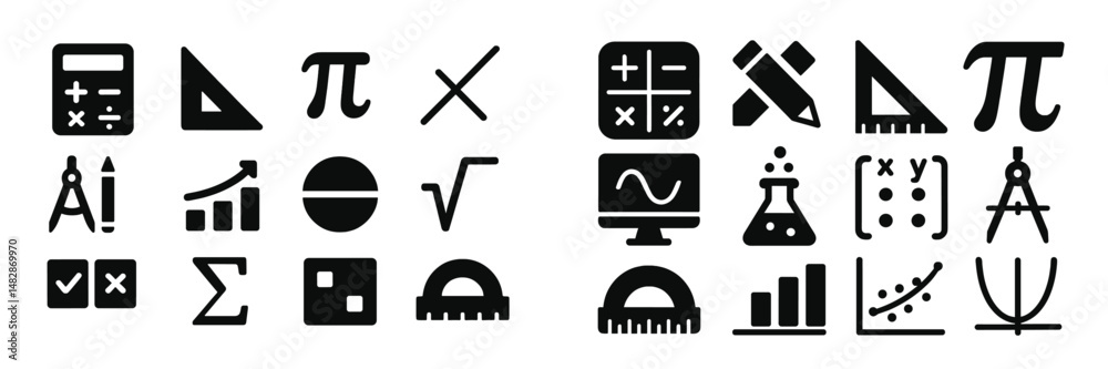Poster symbols used in mathematics and science for educational purposes in a modern and creative style