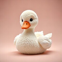 Photo A cute swan plush toy isolated on a white background.