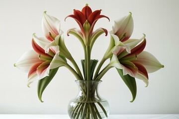 Amaryllis flower vase on white background