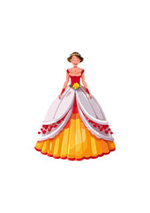 Obraz premium ball gown wedding dress, blue trim, pink and blue bodice, white lace, daisy bodice.all gowns of this period were characterized by their full, bell-shaped skirts, fitted bodices, and elaborate embellis