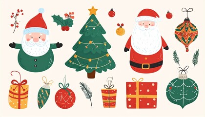 christmas, santa, reindeer, icons, collection, set, holiday, festive, winter, decoration, xmas, ornament, celebration, merry, gift, snow, season, joy, tree, lights, cheer, traditional, party, family, 