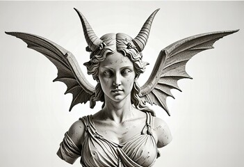 Succubus statue, isolated against a white background.