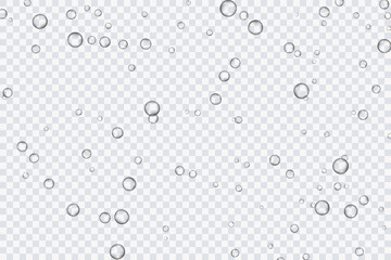 Air bubbles, oxygen, champagne crystal clear, isolated on a transparent background of modern design. Vector illustration of EPS 10.