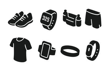 Sporting gear and fitness accessories laid out for an active lifestyle in a modern urban setting