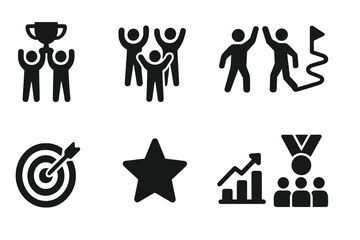 Teamwork and achievement symbols showcasing success and motivation in business and personal growth