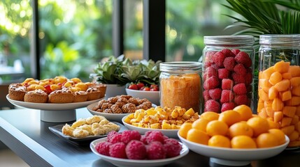 Assorted fresh fruit and pastries buffet