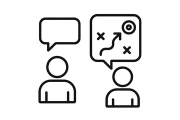 Discussion of strategies between two people in a professional setting during a brainstorming session