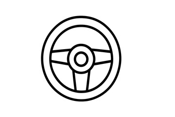 Car steering wheel design showcasing a simple and modern illustration in black and white