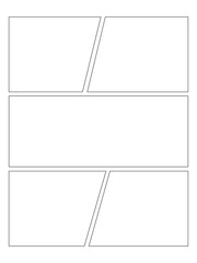 Comic or Manga background, pop art backdrops in frames and panel for mangaka or comic artists. comic template