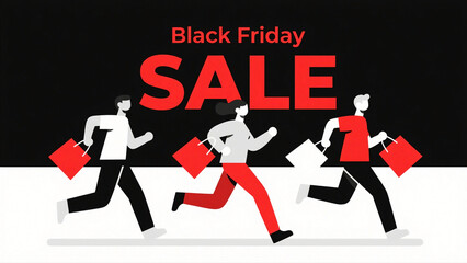People running with Black Friday sale bags