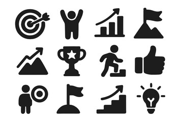 Symbols of achievement and motivation in a creative design layout showcasing growth and success