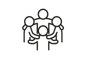 Group of four people engaging in a supportive circle during a community event in a sunny park setting