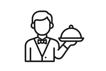 Waiter serving a dish in a restaurant setting with a classic appeal during dinner time