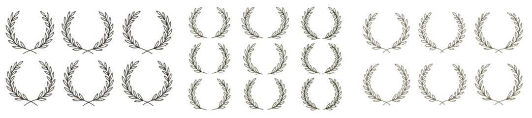 Elegant olive wreath designs arranged in a grid pattern for decorative purposes