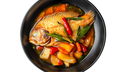 Sweet  Sour Fish Recipe isolated on transparent background